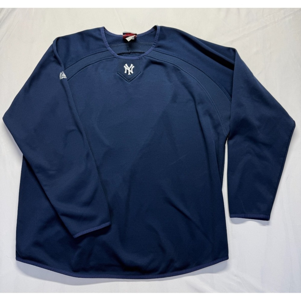 New York Yankees Sweatshirt Mens 2XL Navy Blue Majestic Athletic Baseball MLB